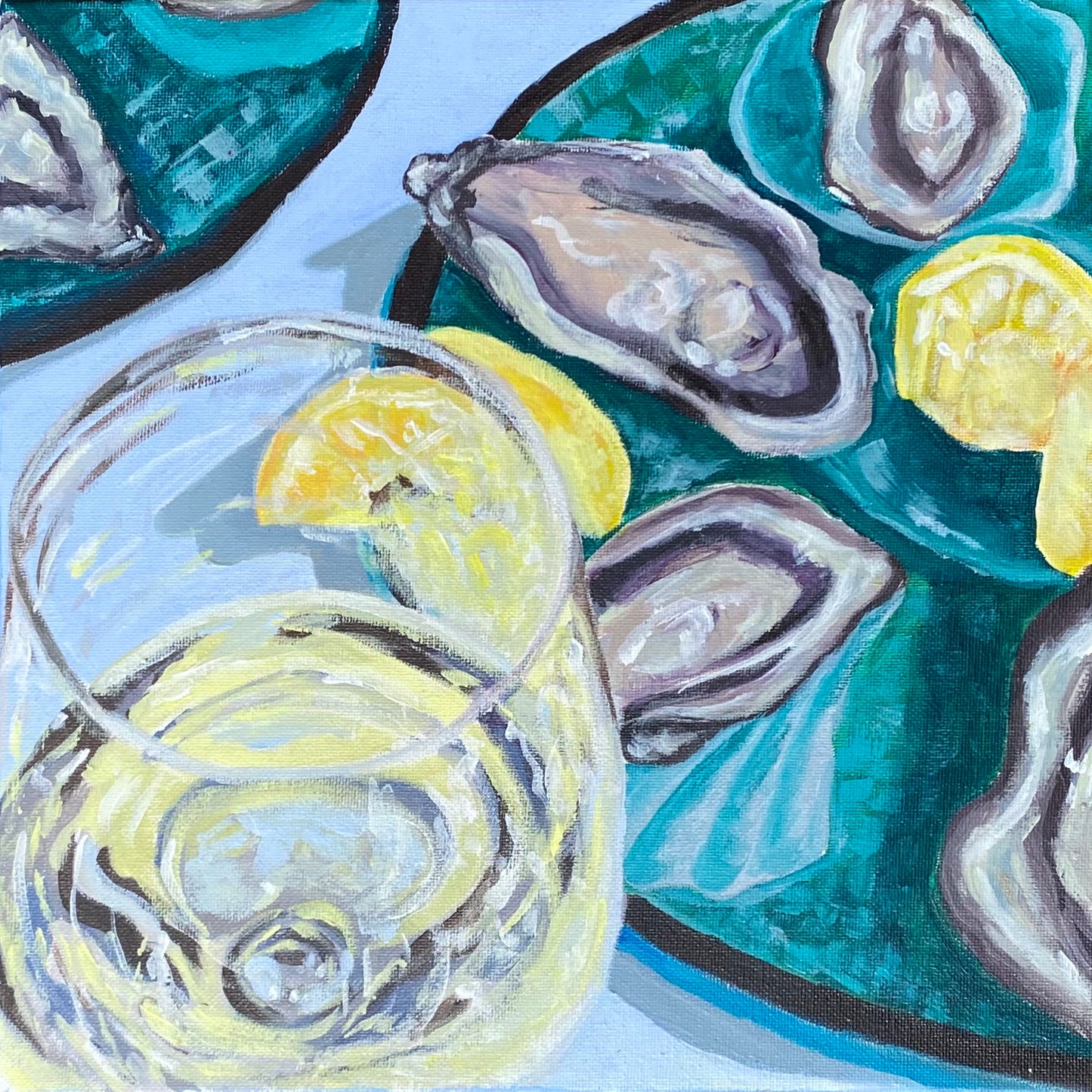"Oysters & White Wine" 30x30cm