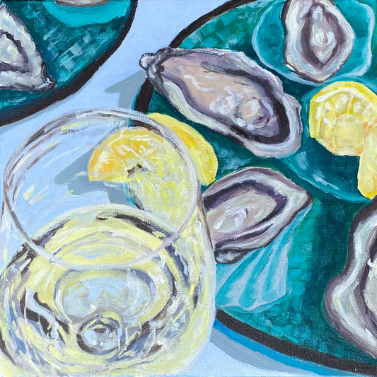 "Oysters & White Wine" 30x30cm