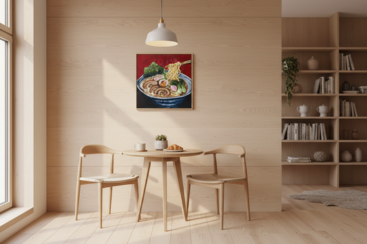 Ramen maleri over cafébord